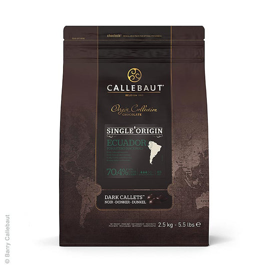 Origine Équateur, couverture noire, callets, 70,4 % Cacao, 2,5 kg