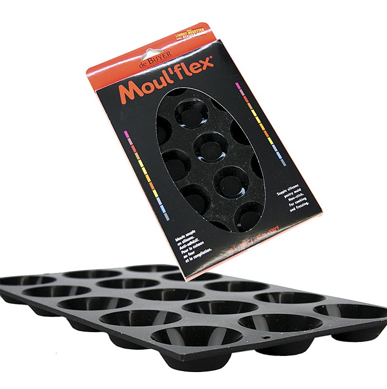 deBUYER Stampo da forno Moul´flex, 15 mini-tartellette, rotonde, ø 45 mm, altezza 10 mm, 17,5 x 30 cm, 1 pz