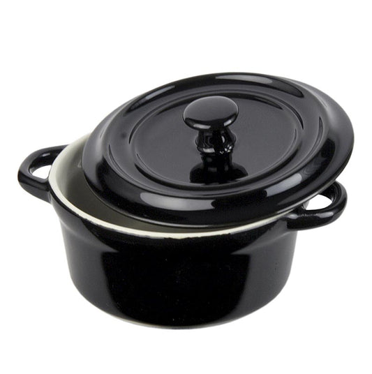 Cocotte en céramique, noire, avec couvercle, 250 ml, ø 10,5cm, 5 cm de haut, 1 pc