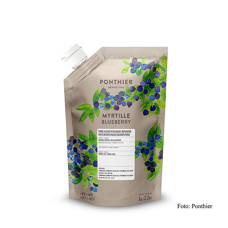 Ponthier Heidelbeerpüree (Blaubeere), mit Zucker, 1 kg