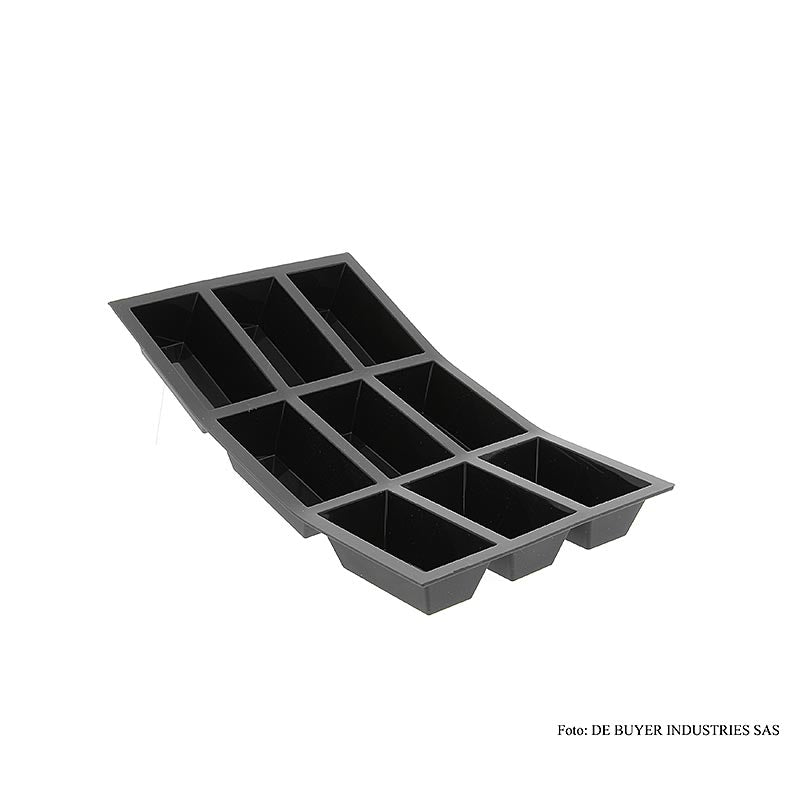 deBUYER Backform Moul´flex, 9 rechteckige Cake Formen, 3x8cm, 3cm hoch,17,5x30cm, 1 St | Non Food / Hardware / Grillzubehör | thungourmet