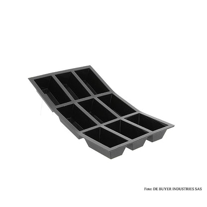 deBUYER Backform Moul´flex, 9 rechteckige Cake Formen, 3x8cm, 3cm hoch,17,5x30cm, 1 St | Non Food / Hardware / Grillzubehör | thungourmet