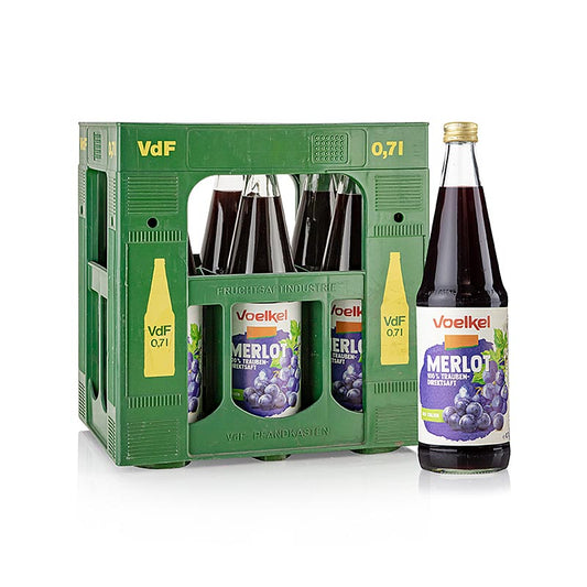 Voelkel - Merlot Traubensaft, dunkel, 100 % Direktsaft, BIO, 4,2 l, 6 x 700ml