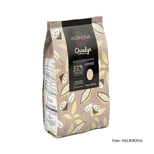 Valrhona Opalys, copertura bianca, callets, 33% di burro di cacao, 3 kg