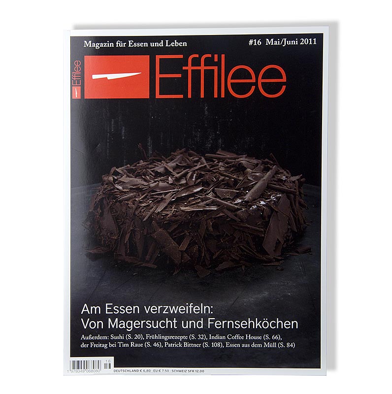 Titelbild der 16 Ausgabe des Magazins Effilee - Magazin für Essen und Leben, zeigt eine reichhaltige Auswahl an köstlichen Gerichten, Zutaten und kulinarischen Geschichten, die die Leidenschaft für Gastronomie und Esskultur widerspiegeln
