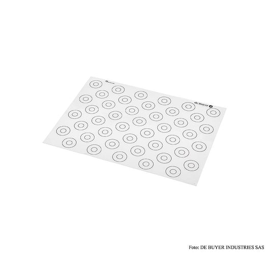 Tappetino da forno in silicone deBUYER, liscio, 44 segni per macarons ø 15-35 mm, 40x30 cm, 1 pz.