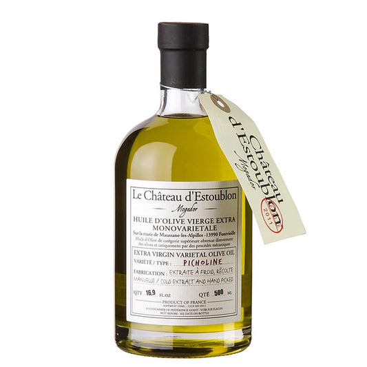 Huile d'olive vierge, issue d'olives de la variété Picholine, Château d'Estoublon, 500 ml