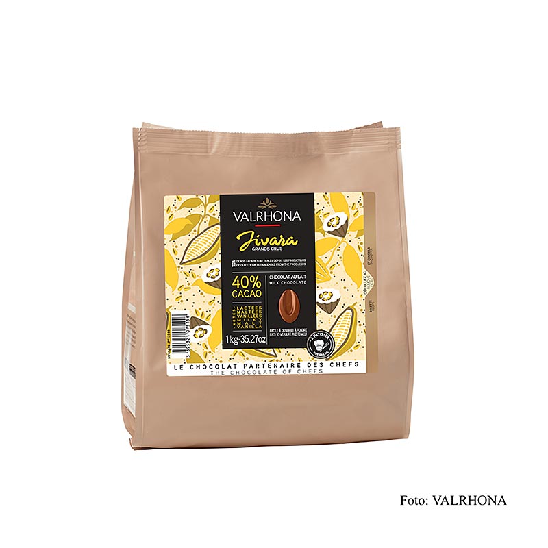 Valrhona Jivara Lactée « Grand Cru », couverture au lait, callets, 40 % Cacao, 1 kg