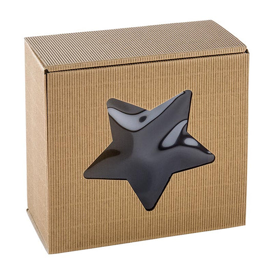 Scatola regalo con finestra "Star", naturale, 200x200x100mm, 1 pz.