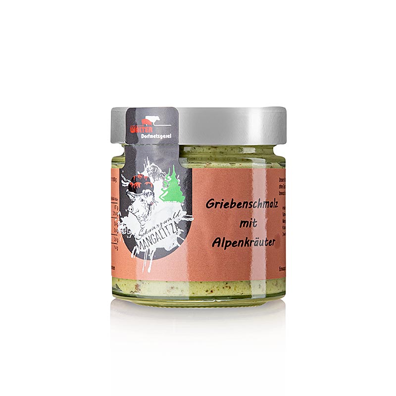 Lardo di ciccioli con erbe alpine, maiale di lana Mangalitza, 140 g