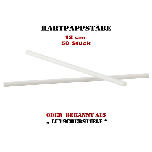 Bâtonnets en carton dur, bâtonnets de sucettes (blanc), bout à bout des deux côtés, ø env. 3,8mm, 12cm, 50 pcs.