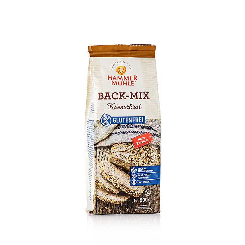 Miscela da forno per pane ai cereali, miscela da forno senza glutine, Hammermühle, 500 g