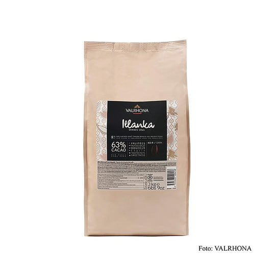 Valrhona Illanka, couverture noire, callets, 63 % Cacao, Pérou, 3 kg