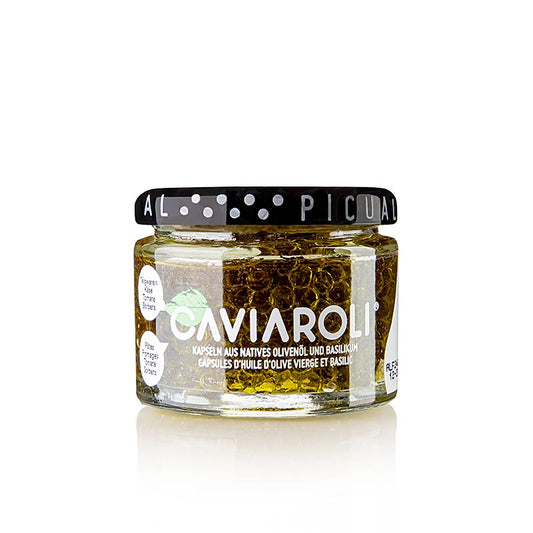 Caviaroli® Caviale all'olio d'oliva, piccole perle di Olio d'oliva basilico, verde, 50 g