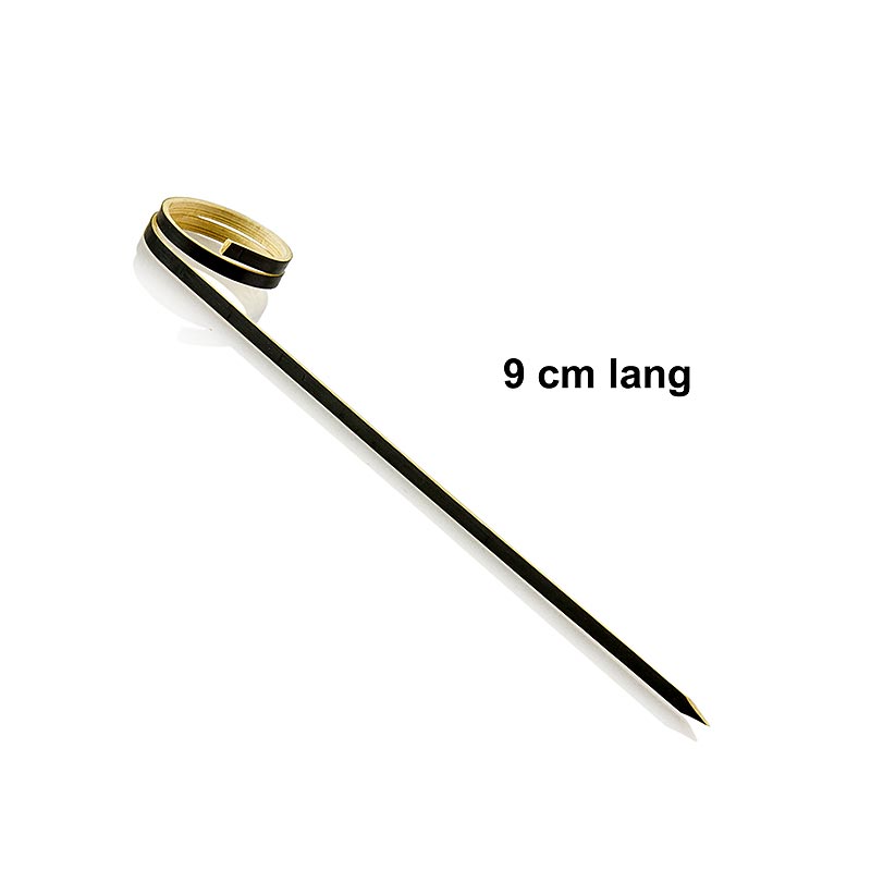 Franz Mensch - Spiedini di bambù, con anello all'estremità, neri, 9 cm, 100 pezzi