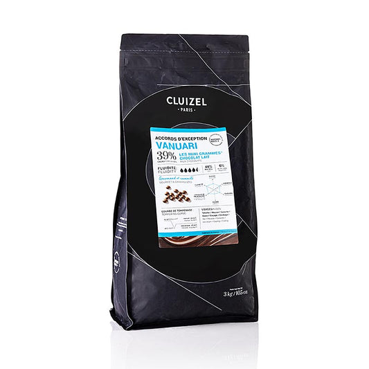 Vanuari 39%, Couverture lait entier, Grandes Teneurs, Callets, Michel Cluizel, 3 kg