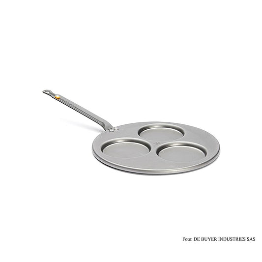 deBUYER "Mineral B Element" poêle en fer pour 3 blinis de ø 10cm, ø 27cm total, 1 pc