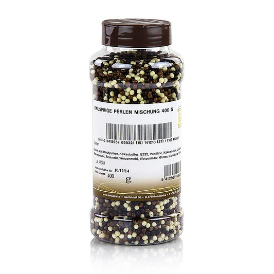 D.V. FOODS - Crispies Mix, perline croccanti ricoperte di cioccolato bianco, al latte e fondente