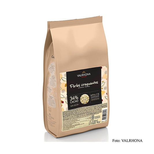 Valrhona Perles croustillantes, fourrées aux céréales et enrobées de chocolat Opalys, blanc, 3 kg