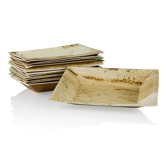Piatto monouso in foglia di palma, quadrato, 12x17cm, 100% compostabile, 25 pezzi.