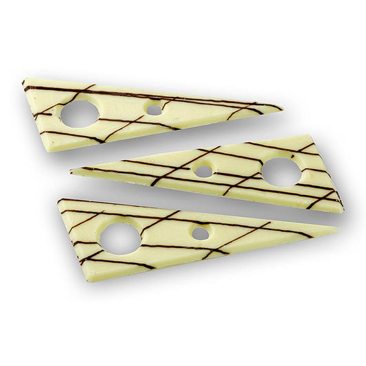 Garniture décorative "Tramontana" - triangle, perforé, chocolat blanc, rayé, 690 g, 131 Pc