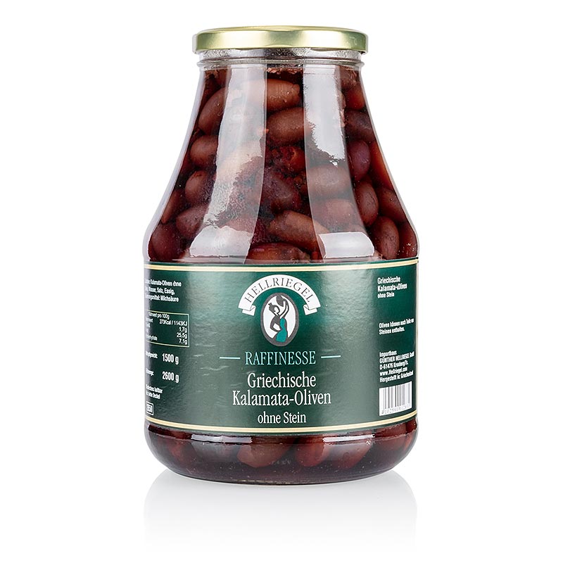 Hellriegel - Olives noires dénoyautées, olives de Kalamata, en saumure, 2,6 kg
