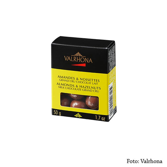 Boules Valrhona Equinoxe - amandes/noisettes dans du chocolat au lait, 50 g