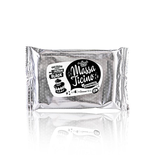Massa Ticino - Pâte à garnir pour gâteaux, Pitch Black, végétalien, sans colorants AZO, 250 g