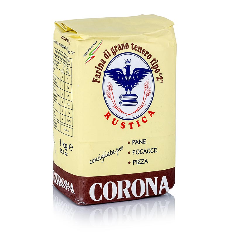 Molino - Farine de blé complète, « Farina rustica », pour le pain, la focaccia et la pizza, Corona, 1 kg