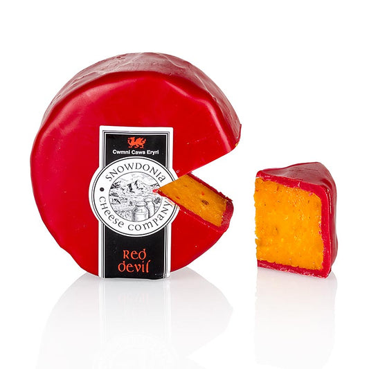 Wolfram Berge - Snowdonia - Red Devil, Leicesterkäse, mit Pfeffer & Chili, roter Wachs, 200 g