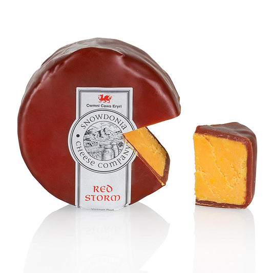 Wolfram Berge - Snowdonia - Red Storm, gereifter Leicesterkäse, dunkelroter Wachs, 200 g