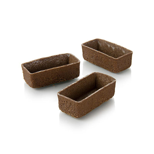 HUG - Tartelettes de dessert - Filigrano, rectangulaires, 5,3 x 2,6 cm, H 1,7 cm, pâte sablée au chocolat