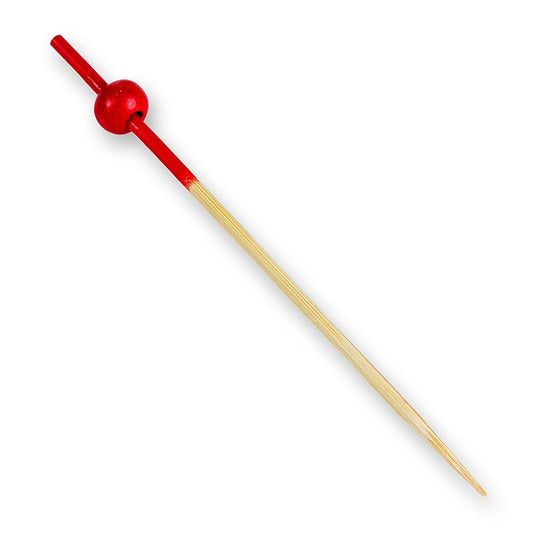 Bâtonnets en bois, avec extrémité colorée en rouge et boule rouge, 9 cm, 100 pièces | Non alimentaire / Quincaillerie / Accessoires pour barbecue | thungourmet