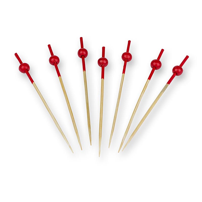 Franz Mensch - Brochettes en bois, avec une extrémité teintée en rouge et une boule rouge, 9 cm, 100 pièces