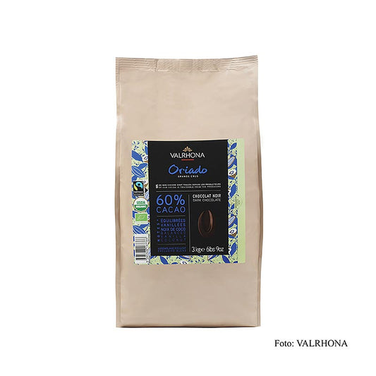 Valrhona Oriado, couverture noire, callets, 60 % Cacao, bio, 3 kg