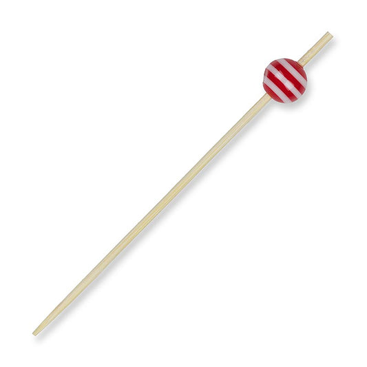 Pics en bois, avec "boule de cristal" rayé rouge/blanc, 9cm, 100 pcs