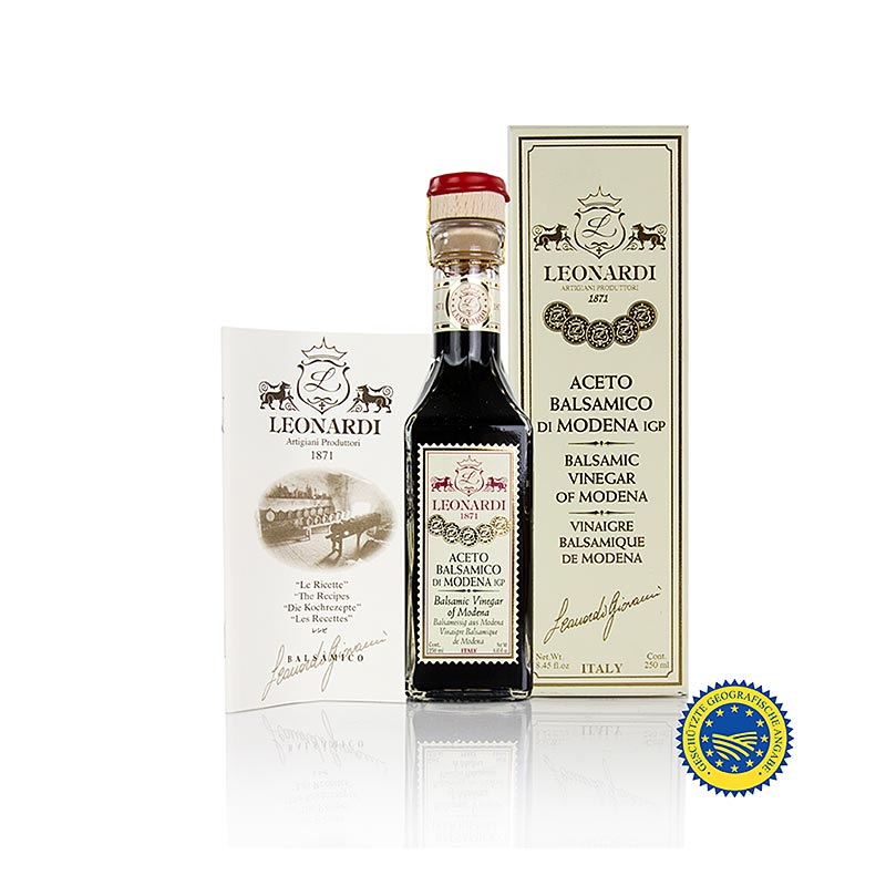 Leonardi - Aceto balsamico Modena IGP/g.g.A., Francobollo, 10 anni, 250 ml
