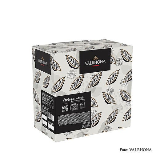 Valrhona Ariaga Noire, couverture noire, callets, 66 % Cacao, 5 kg