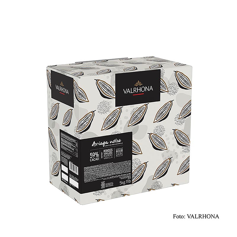 Valrhona Ariaga Noire, couverture extra-noire, callets, 59 % Cacao, 5 kg