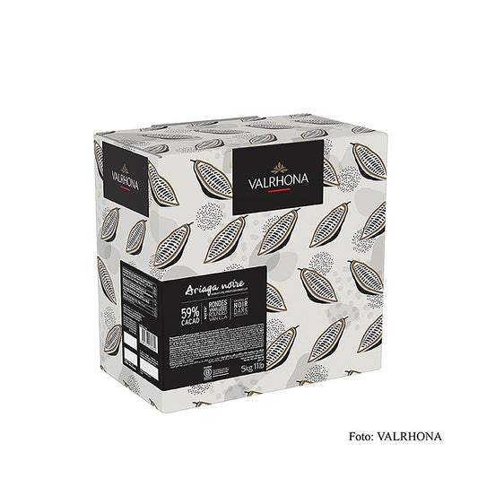 Valrhona Ariaga Noire, couverture extra-noire, callets, 59 % Cacao, 5 kg