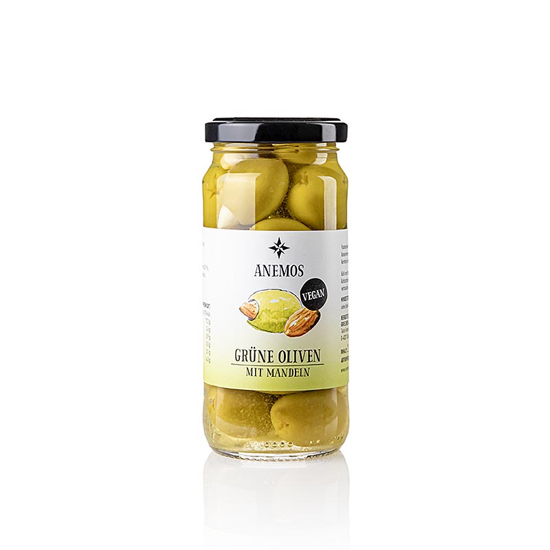 Olives vertes dénoyautées aux amandes, ANEMOS, 227 g