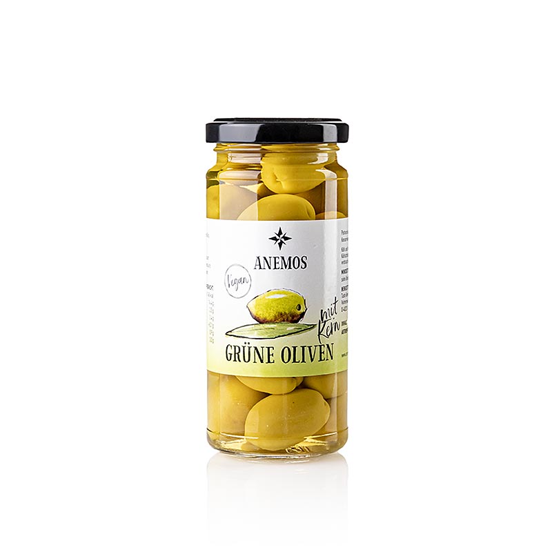 Grüne Oliven, mit Kern, in Lake, ANEMOS, 227 g