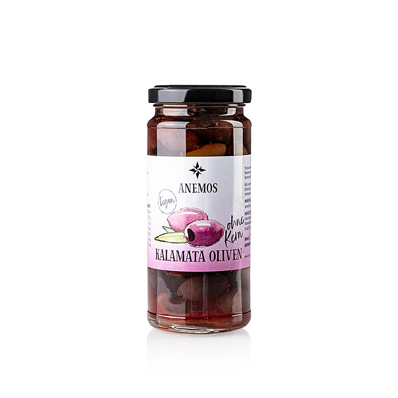 Schwarze Oliven, ohne Kern, Kalamata-Oliven, in Lake, ANEMOS, 227 g