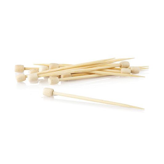 PAPSTAR - Brochettes en bambou « Drum », avec pommeau blanc, 7 cm, 40 pièces