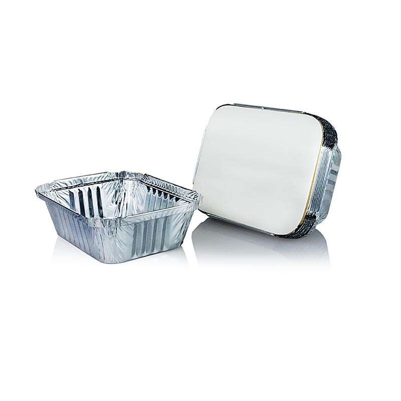 PAPSTAR - Vaschette monouso in alluminio da asporto, con coperchio, 11,4x14x4,2 cm, 500 ml, 10 pezzi