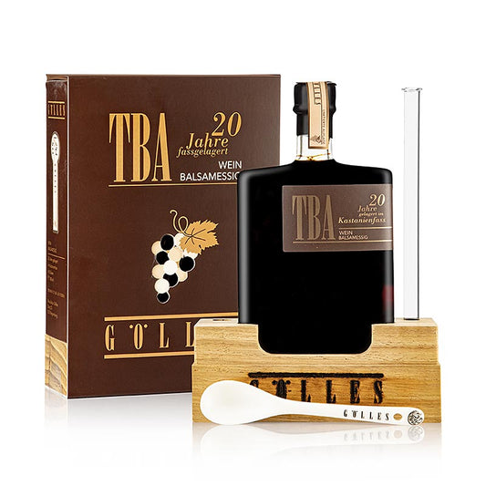 Aceto balsamico Gölles Trockenbeerenauslese, 6% di acidità, affinato in botti di castagno, 100 ml