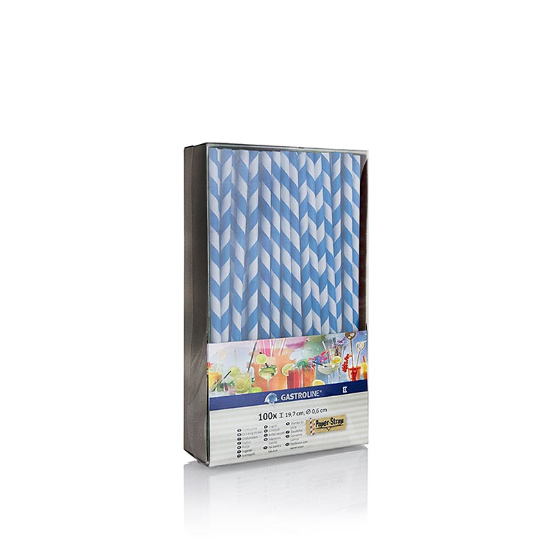 Kögler - Cannucce monouso in carta "Streifen", blu e bianche, 19,7 cm, 100 pezzi