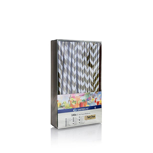 Kögler - Cannucce monouso in carta "Streifen", oro-bianco, 19,7 cm, 100 pezzi