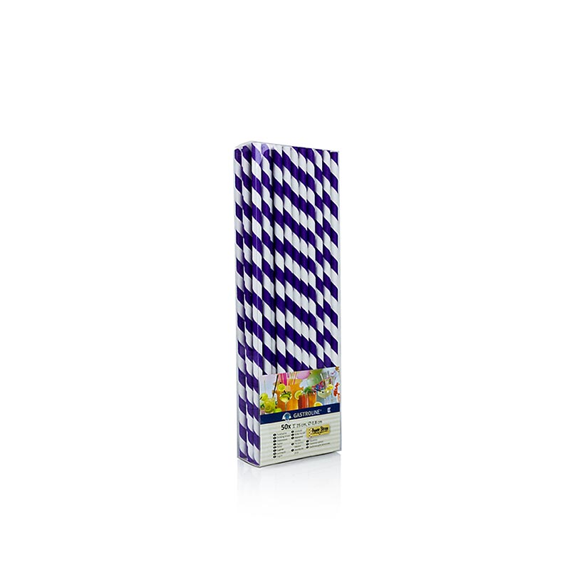 Kögler - Cannucce monouso in carta JUMBO "a strisce", viola e bianco, 25 cm, 50 pezzi