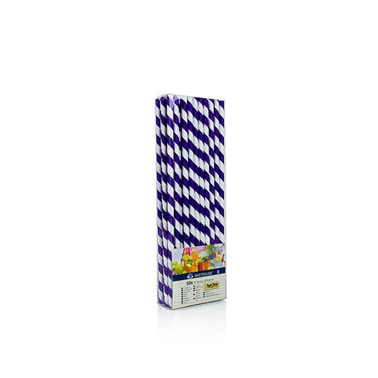 Kögler - Einweg Papier Trinkhalme JUMBO "Streifen", lila-weiß, 25cm, 50 St